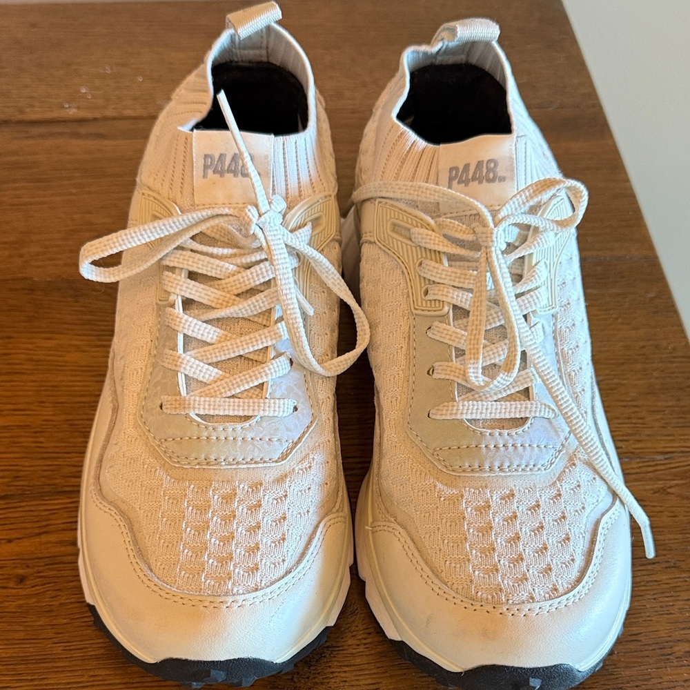 P448 Off-White Textured Sneakers